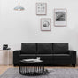 3-Seater Sofa Black Fabric