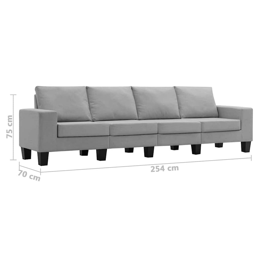 4-Seater Sofa Light Grey Fabric