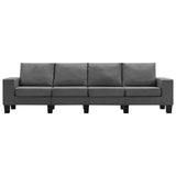 4-Seater Sofa Dark Grey Fabric