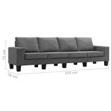 4-Seater Sofa Dark Grey Fabric - Extra Image