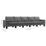 5-Seater Sofa Dark Grey Fabric - Extra Image