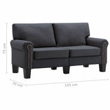 2-Seater Sofa Dark Grey Fabric - Low Angle