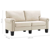 2-Seater Sofa Cream Fabric - Low Angle