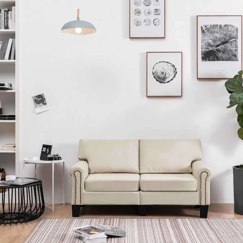 2-Seater Sofa Cream Fabric