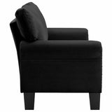2-Seater Sofa Black Fabric - 45-Degree Angle