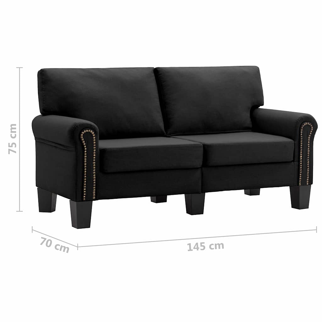 2-Seater Sofa Black Fabric
