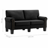 2-Seater Sofa Black Fabric - Low Angle