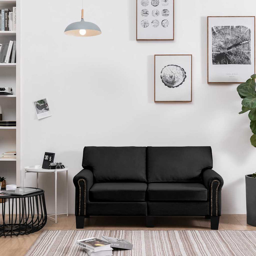 2-Seater Sofa Black Fabric