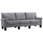3-Seater Sofa Light Grey Fabric
