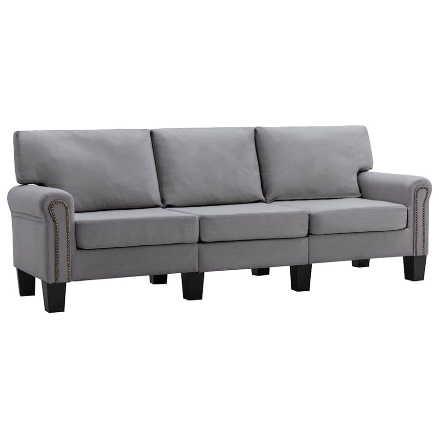 3-Seater Sofa Light Grey Fabric