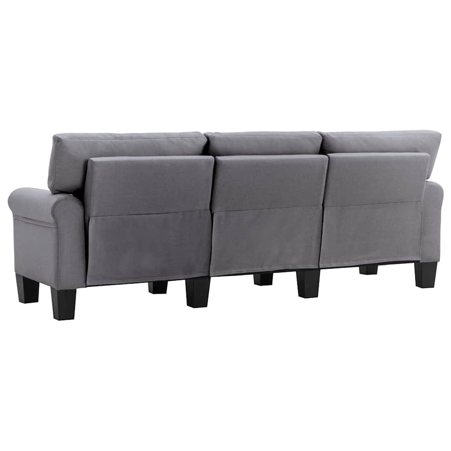 3-Seater Sofa Light Grey Fabric
