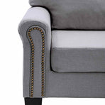 3-Seater Sofa Light Grey Fabric