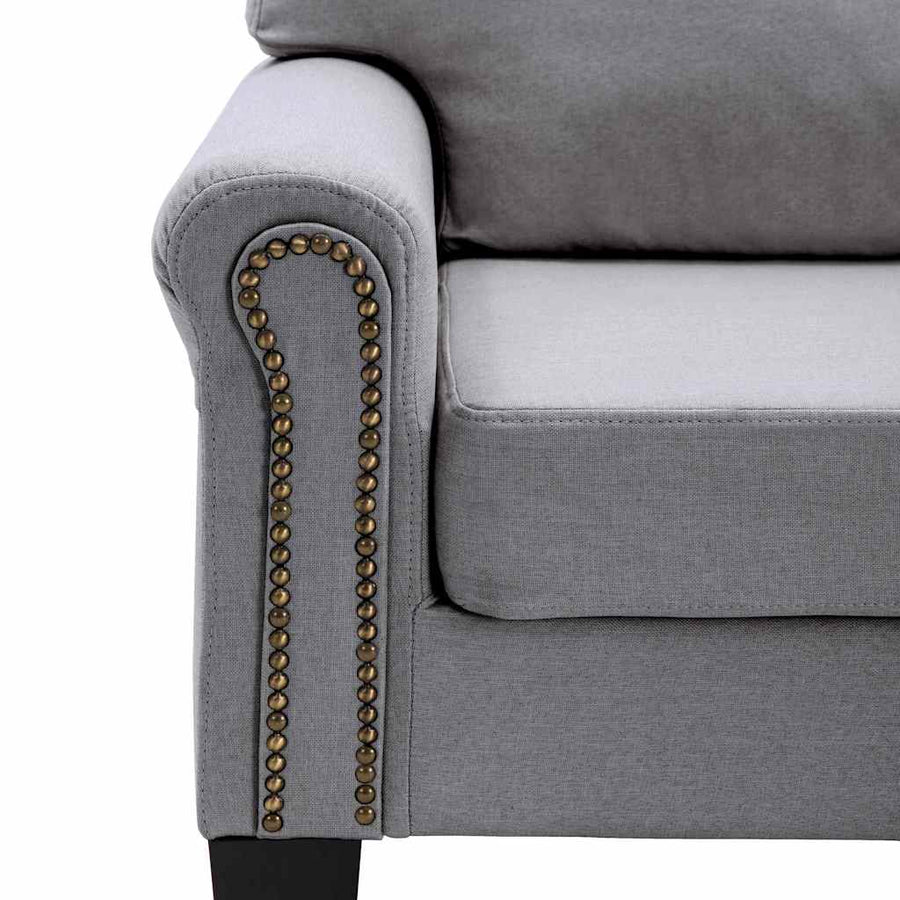 3-Seater Sofa Light Grey Fabric