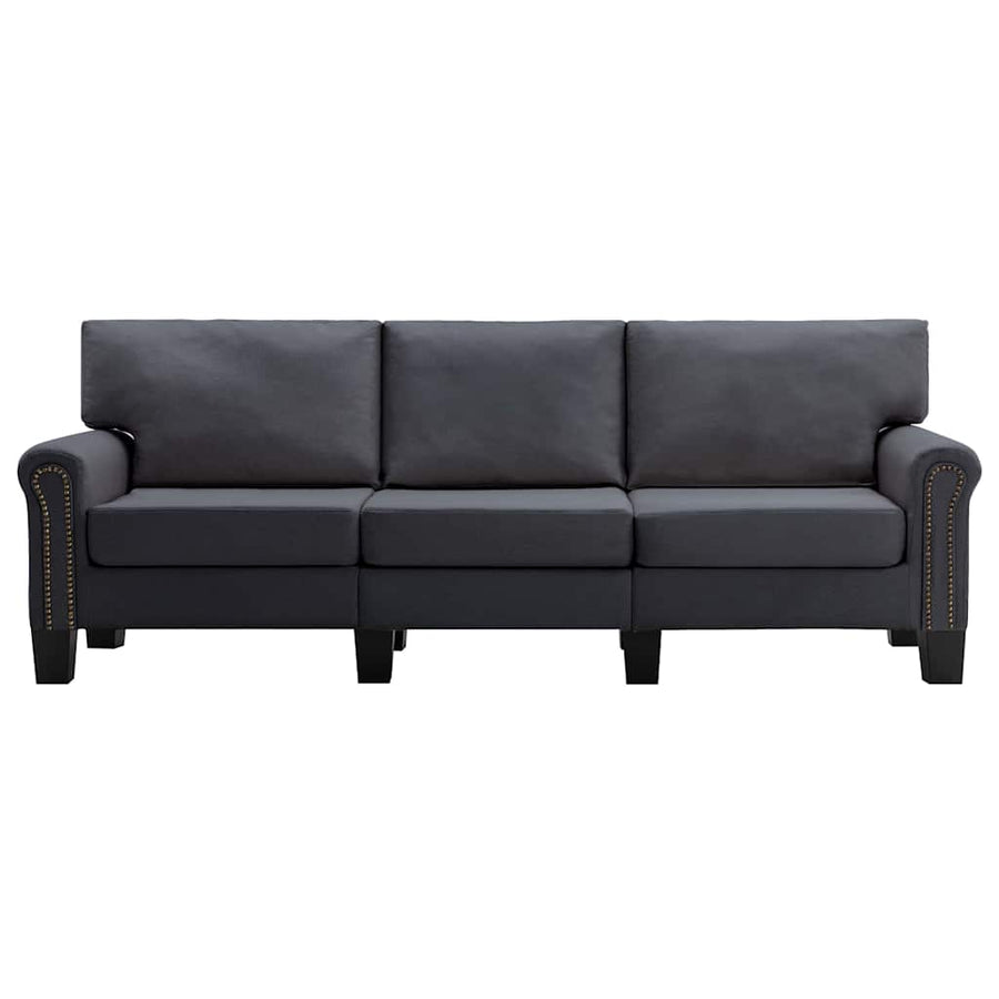 3-Seater Sofa Dark Grey Fabric