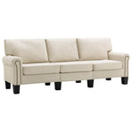 3-Seater Sofa Cream Fabric