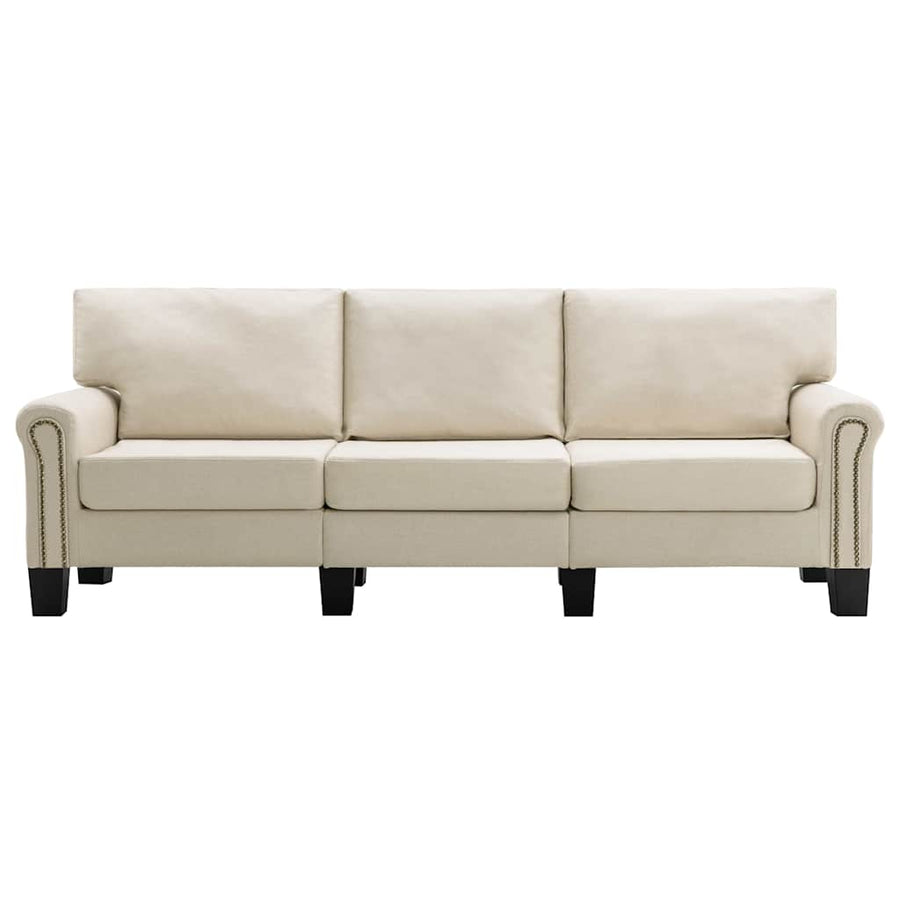 3-Seater Sofa Cream Fabric
