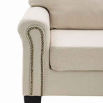 3-Seater Sofa Cream Fabric