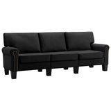 3-Seater Sofa Black Fabric - Front View
