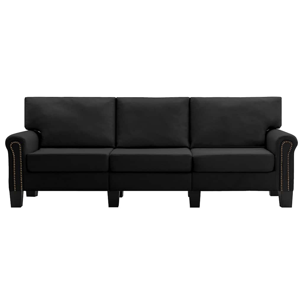3-Seater Sofa Black Fabric