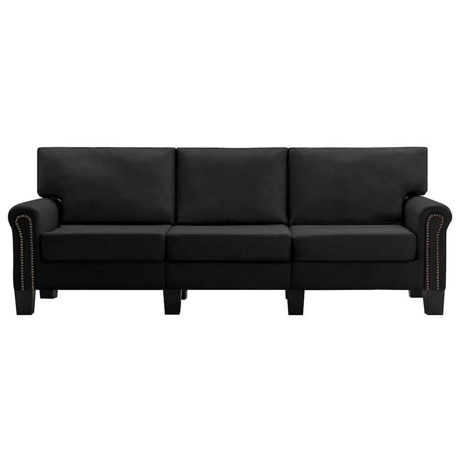 3-Seater Sofa Black Fabric