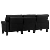 3-Seater Sofa Black Fabric - 45-Degree Angle
