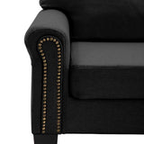 3-Seater Sofa Black Fabric - Rear View