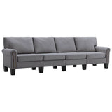 4-Seater Sofa Light Grey Fabric - Front View