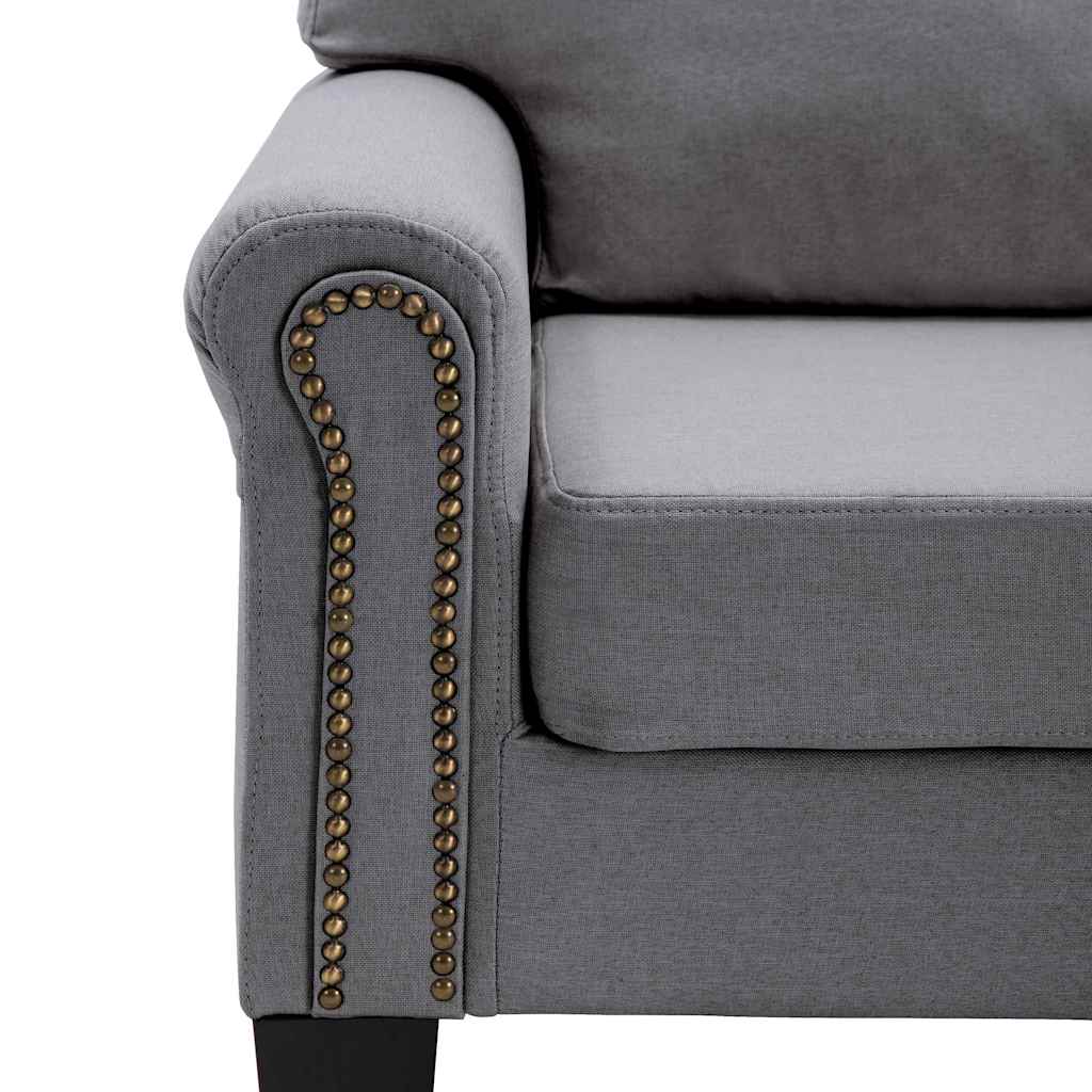 4-Seater Sofa Light Grey Fabric