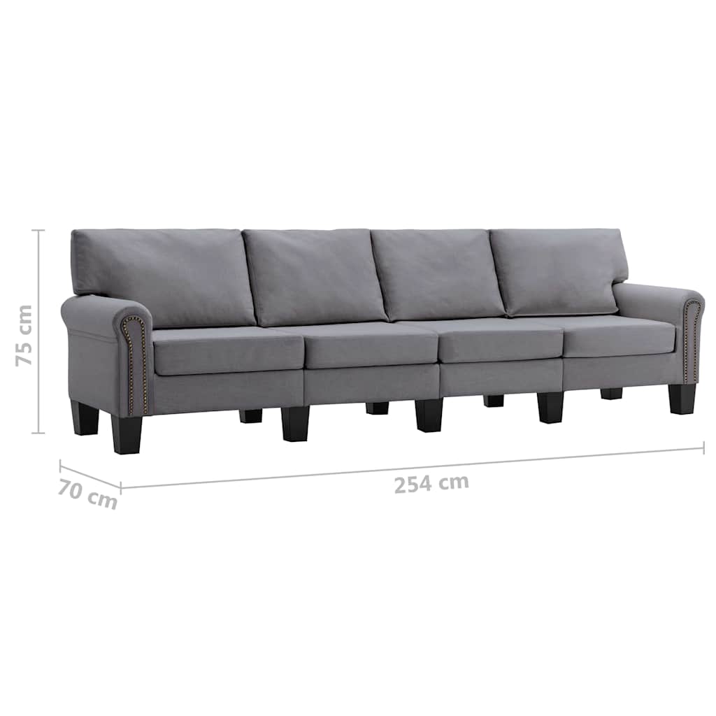 4-Seater Sofa Light Grey Fabric