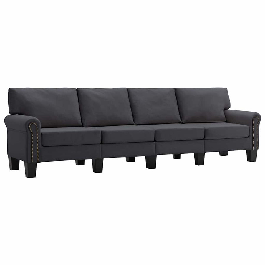 4-Seater Sofa Dark Grey Fabric