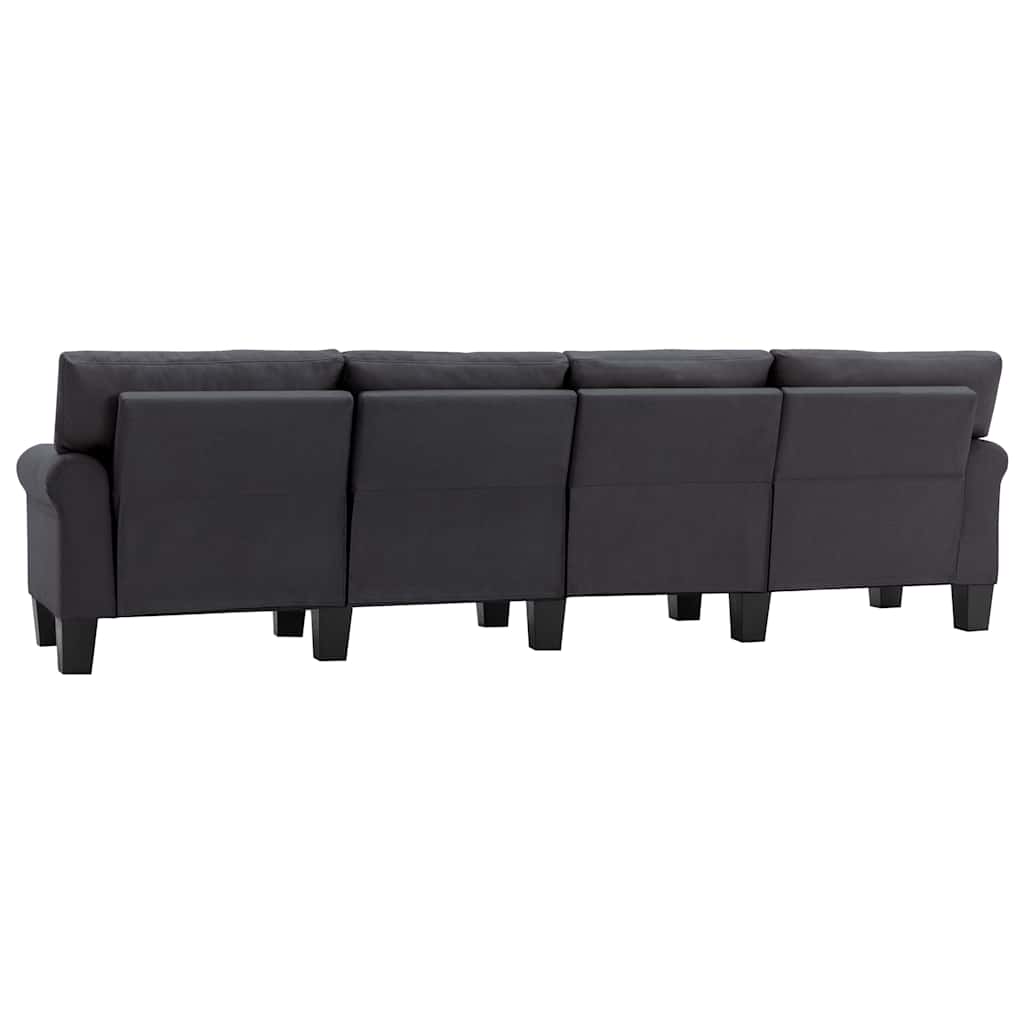 4-Seater Sofa Dark Grey Fabric