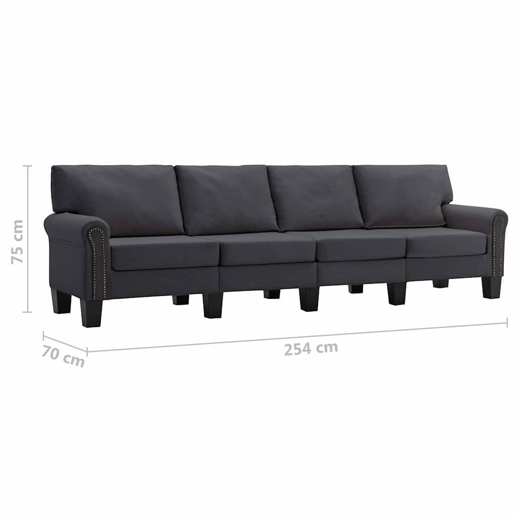 4-Seater Sofa Dark Grey Fabric