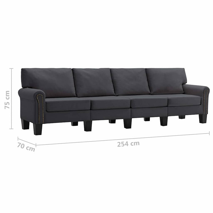 4-Seater Sofa Dark Grey Fabric