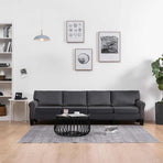 4-Seater Sofa Dark Grey Fabric