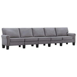5-Seater Sofa Light Grey Fabric - Front View
