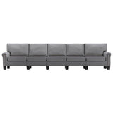5-Seater Sofa Light Grey Fabric - Side View