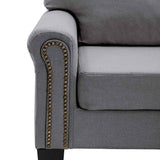 5-Seater Sofa Light Grey Fabric - Rear View
