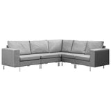 5 Piece Sofa Set Fabric Light Grey - Front View