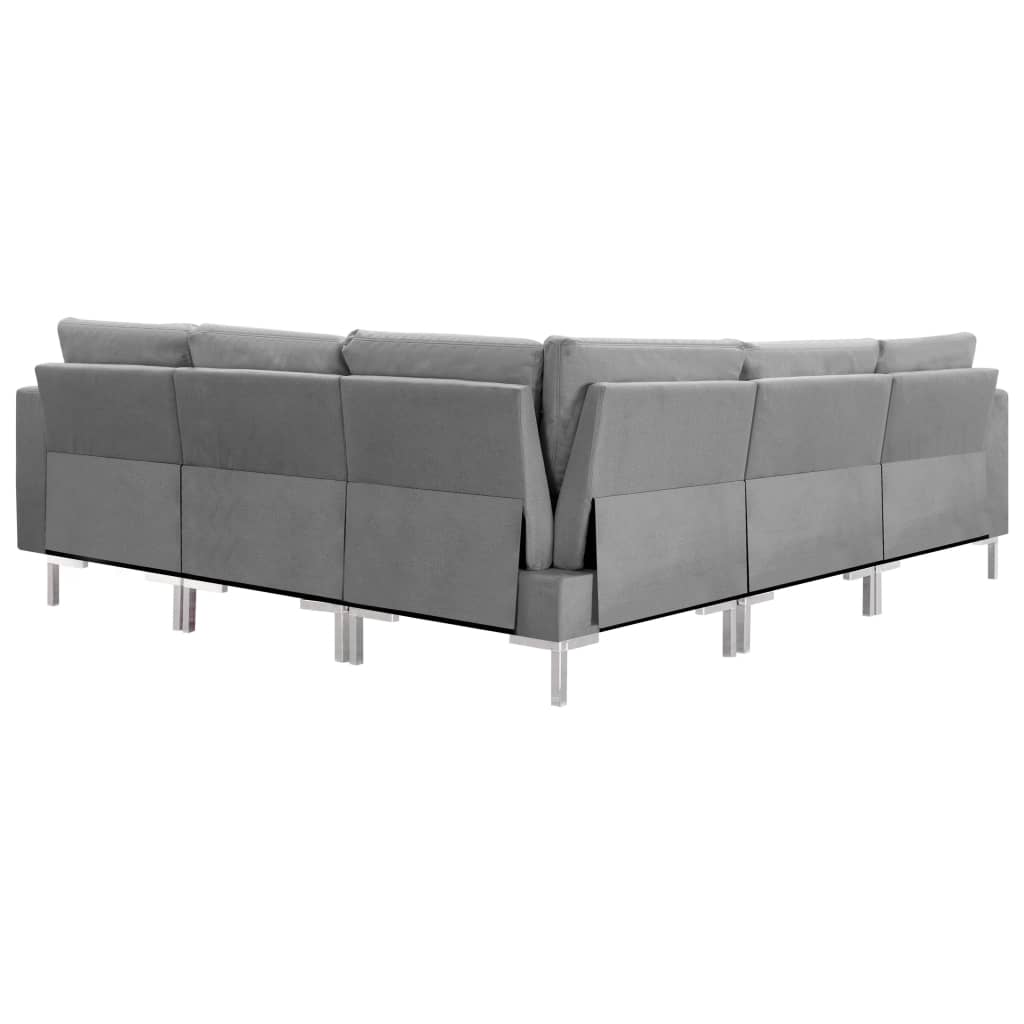 5 Piece Sofa Set Fabric Light Grey