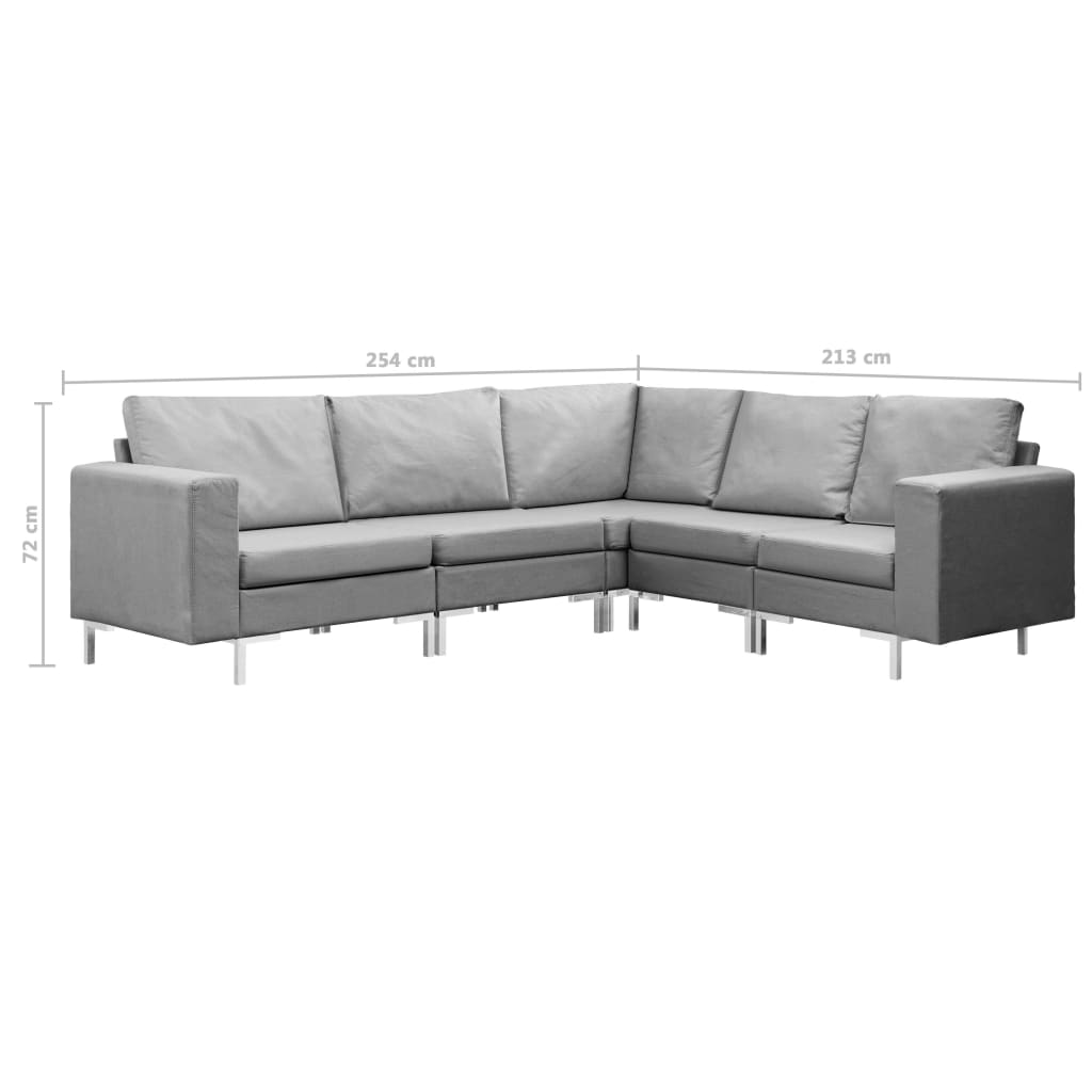 5 Piece Sofa Set Fabric Light Grey