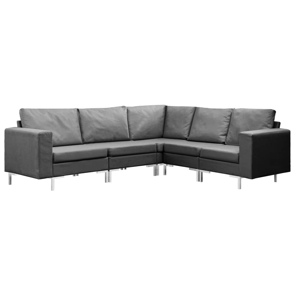 5 Piece Sofa Set Fabric Dark Grey