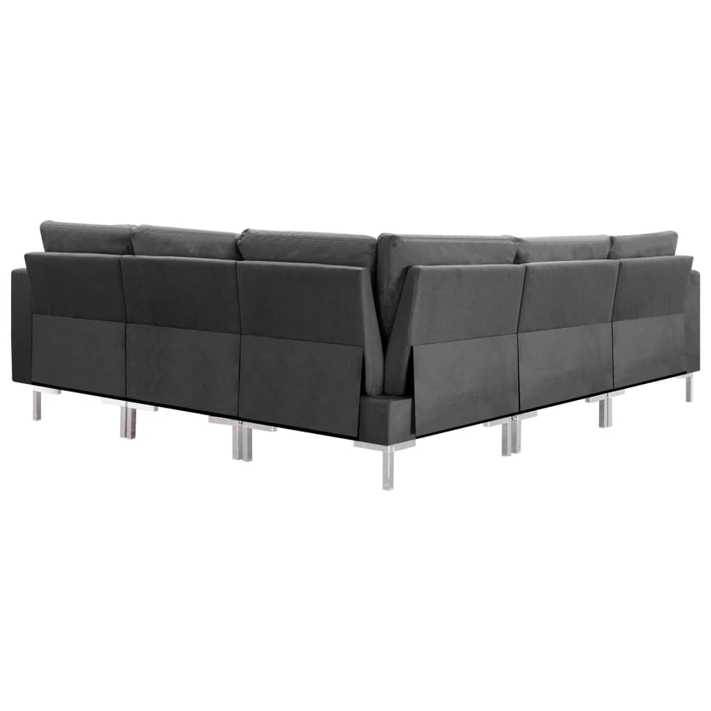 5 Piece Sofa Set Fabric Dark Grey