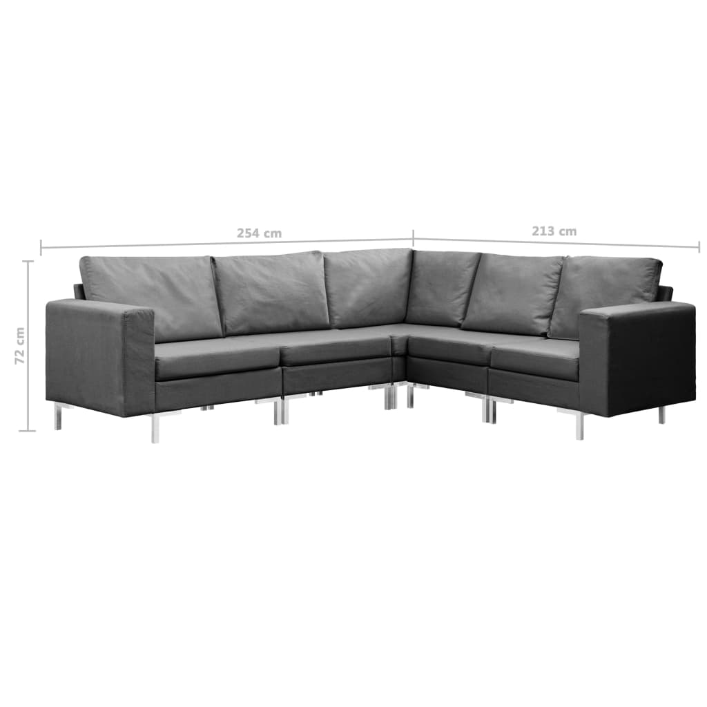 5 Piece Sofa Set Fabric Dark Grey