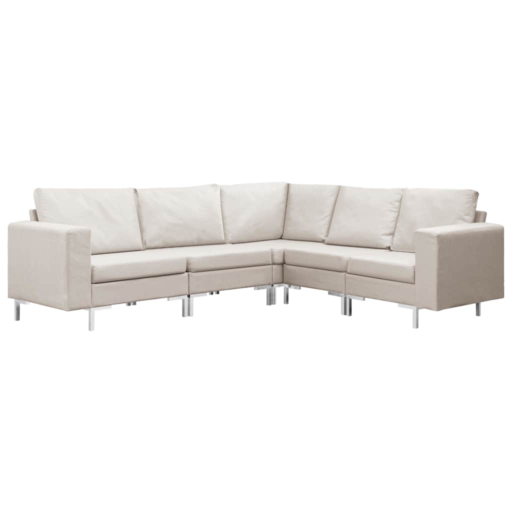 5 Piece Sofa Set Fabric Cream