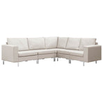 5 Piece Sofa Set Fabric Cream