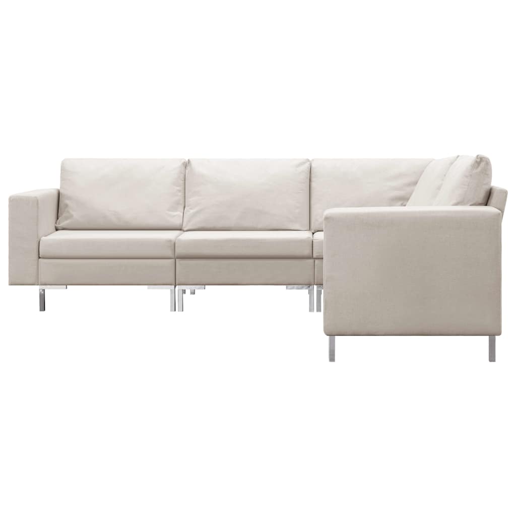 5 Piece Sofa Set Fabric Cream