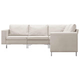 5 Piece Sofa Set Fabric Cream - Side View