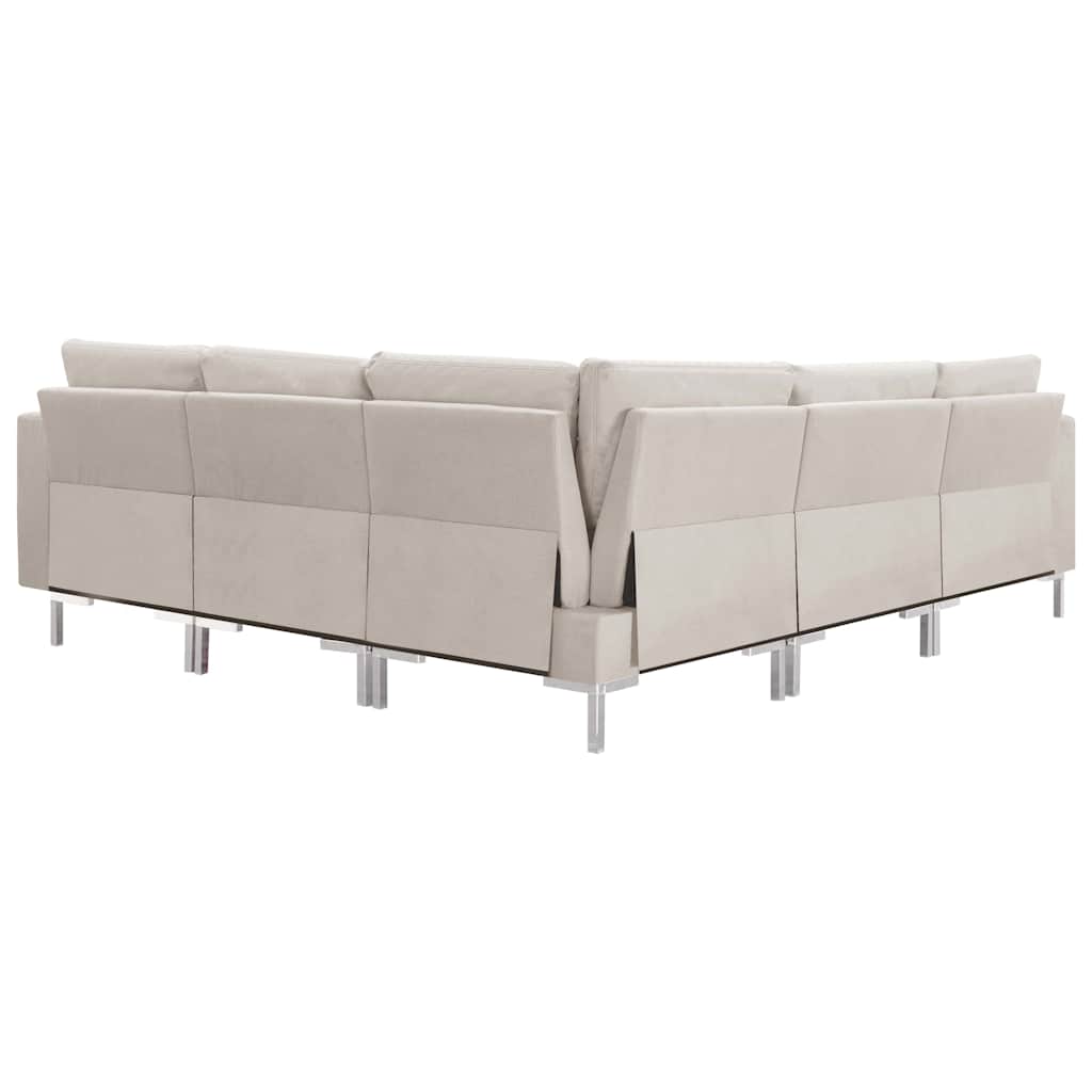 5 Piece Sofa Set Fabric Cream