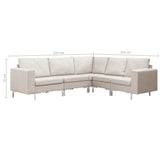 5 Piece Sofa Set Fabric Cream