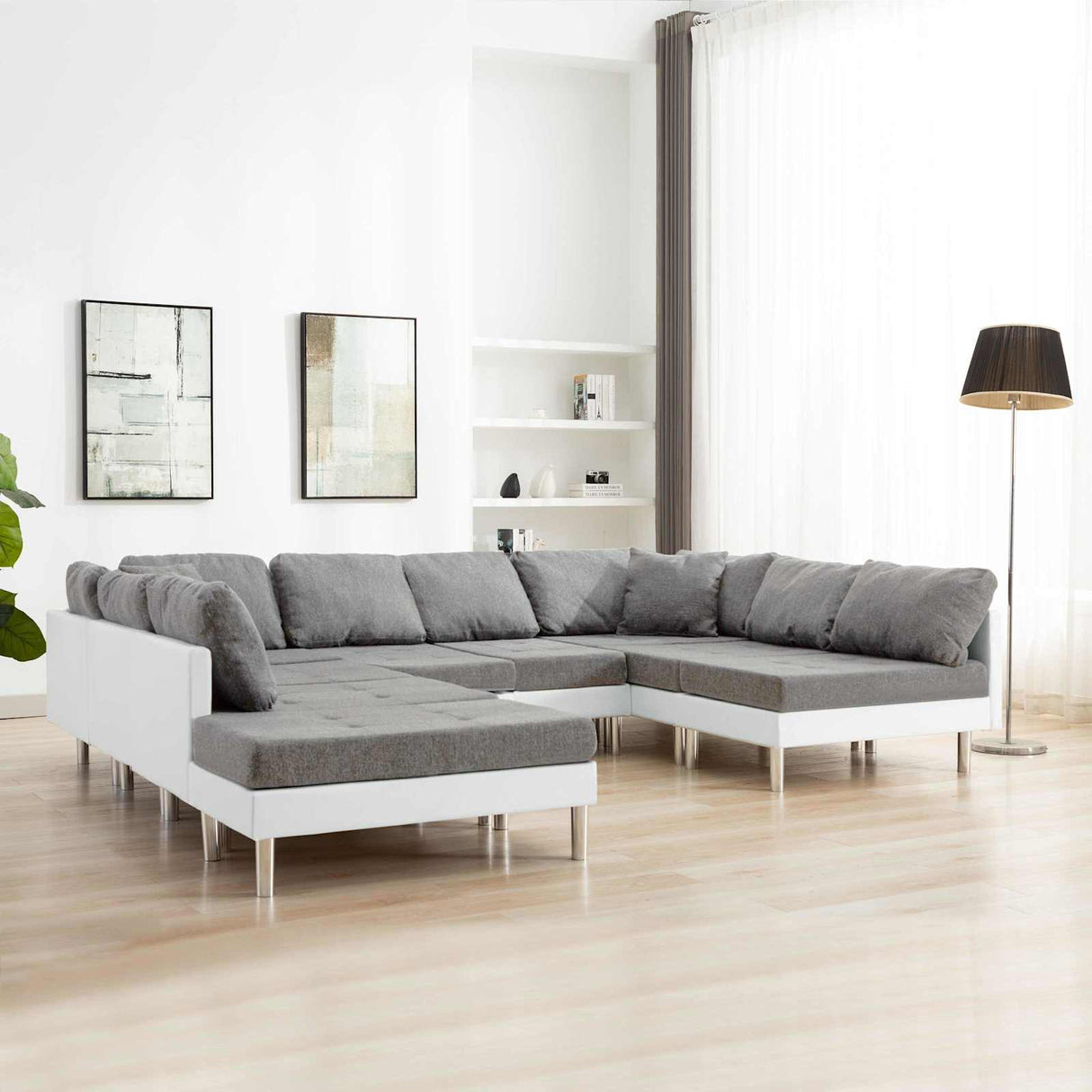 Sofa White Artificial Leather